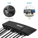 4K HDMI Dual Monitor KVM Switch 4 Port Input (2 HDMI +2VGA) 2 Port Output(HDMI) KVM Switch HDMI Support USB 2.0 4K@30Hz 4 Cables