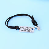 my story isn't over yet Bracelets men Simple leather chian cheer up Bangles Leather Velvet Bracelet  Mental Health Suicide chain
