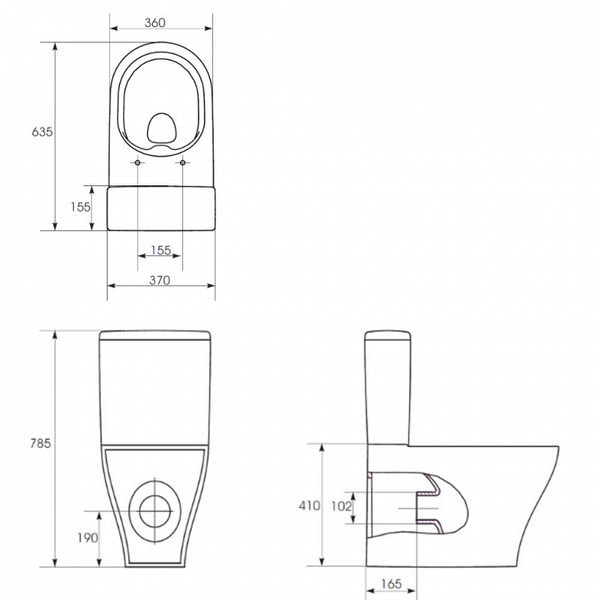 Saneux Prague Rimless Toilet - Soft Close Seat - 635mm Projection